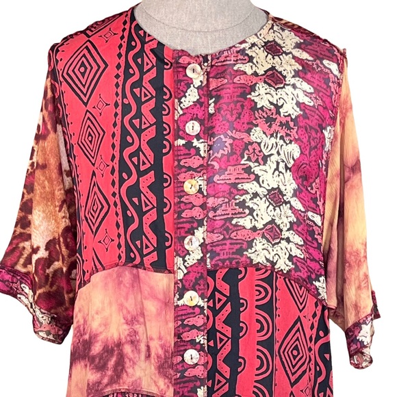 Sterling Styles Women’s Animal Tribal Print Tunic Button Front Top 1X - Picture 2 of 16